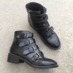 A New Day BLACK BUCKLE COMBAT BOOTS Size 7.5